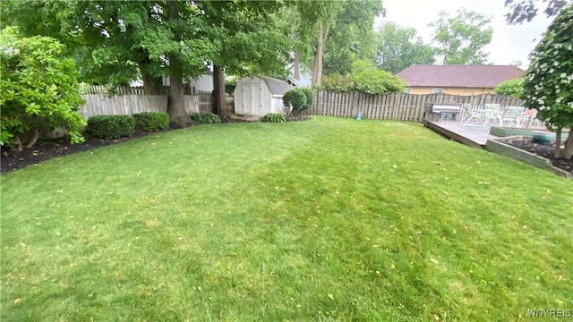 41 Maple Ave, Hamburg, NY 14075 - fenced backyard with a storage unit and a deck
