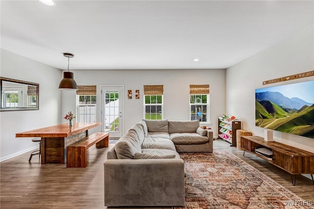 4217 Arthur Ct, Hamburg, NY 14075 - living area with plenty of natural light, wood finished floors, and recessed lighting
