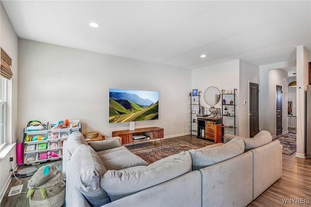 4217 Arthur Ct, Hamburg, NY 14075 - living area featuring wood finished floors and recessed lighting