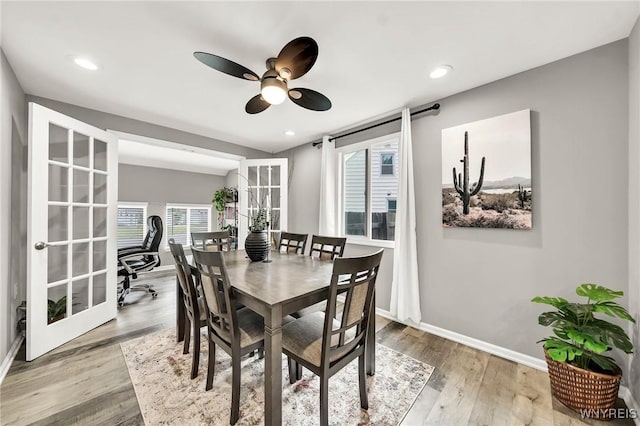 48 Meaford Rd, Cheektowaga, NY 14215 - dining space featuring ceiling fan, wood finished floors, and recessed lighting