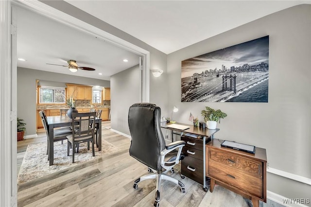48 Meaford Rd, Cheektowaga, NY 14215 - office space with light wood-style floors, recessed lighting, and a ceiling fan