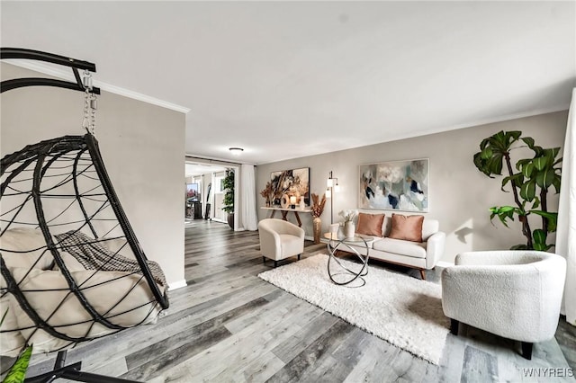 48 Meaford Rd, Cheektowaga, NY 14215 - living room featuring wood finished floors and crown molding