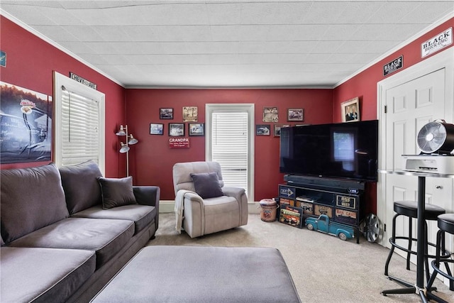 639 Plank Rd, Penfield, NY 14580 - living area with carpet floors and crown molding