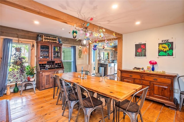 258 E State St, Albion, NY 14411 - dining room with light wood finished floors, recessed lighting, and a baseboard heating unit