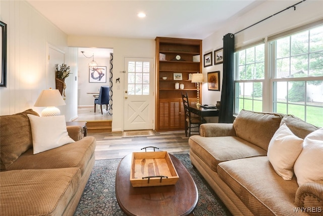 92 Bridle Path, Amherst, NY 14221 - living room with wood finished floors, a desk, and recessed lighting