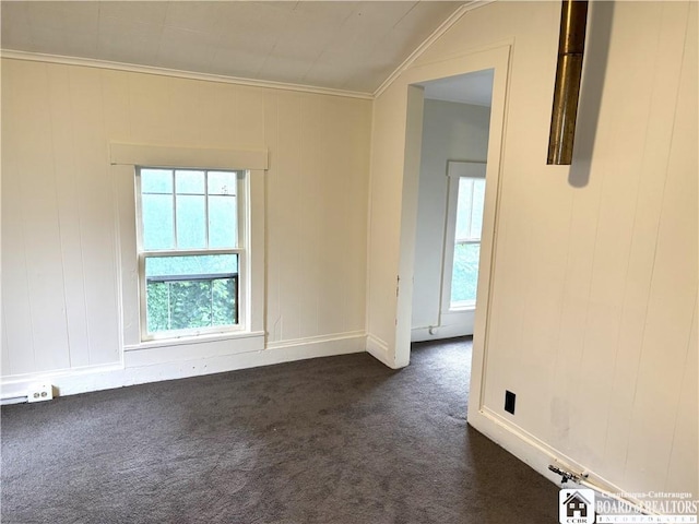 362 E 4th St, Jamestown, NY 14701 - spare room featuring dark carpet and crown molding
