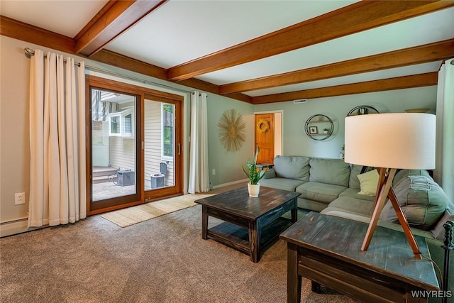 20 Dan Troy Dr, Amherst, NY 14221 - living area featuring beamed ceiling and carpet flooring