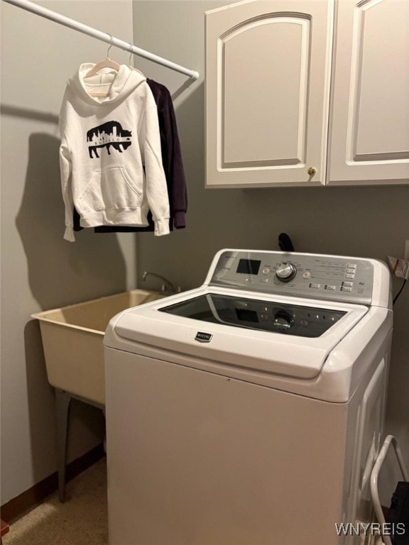 20 Dan Troy Dr, Amherst, NY 14221 - laundry area featuring washer / clothes dryer, cabinet space, and carpet flooring