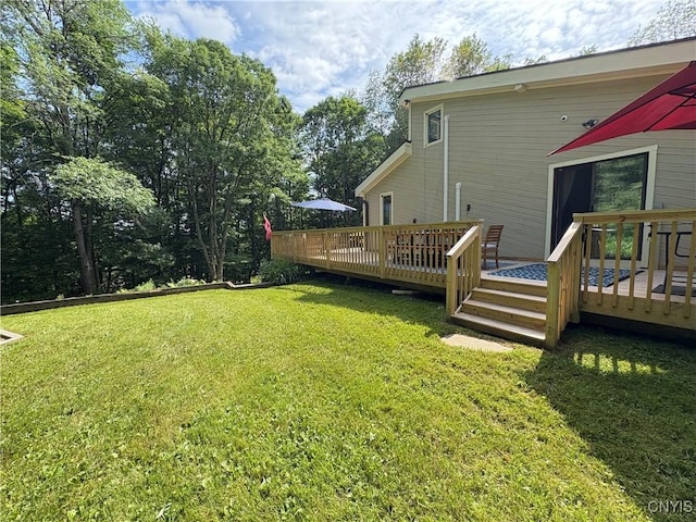 1708 Bonney Rd, Hamilton, NY 13346 - view of green lawn with a deck