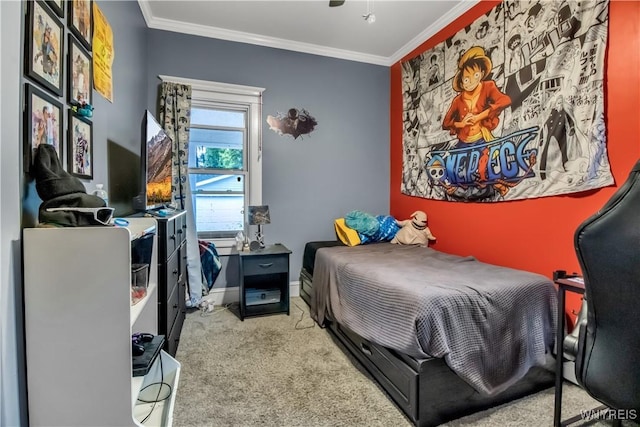18 Bader Ave, Collins, NY 14070 - bedroom featuring carpet flooring, crown molding, and a ceiling fan