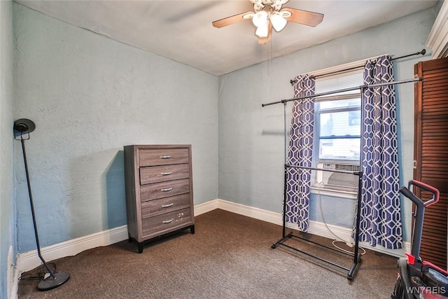 132 Ryan St, Buffalo, NY 14210 - bedroom featuring dark carpet and ceiling fan