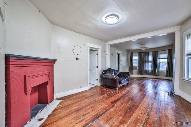 132 Ryan St, Buffalo, NY 14210 - living area featuring wood-type flooring and a ceiling fan