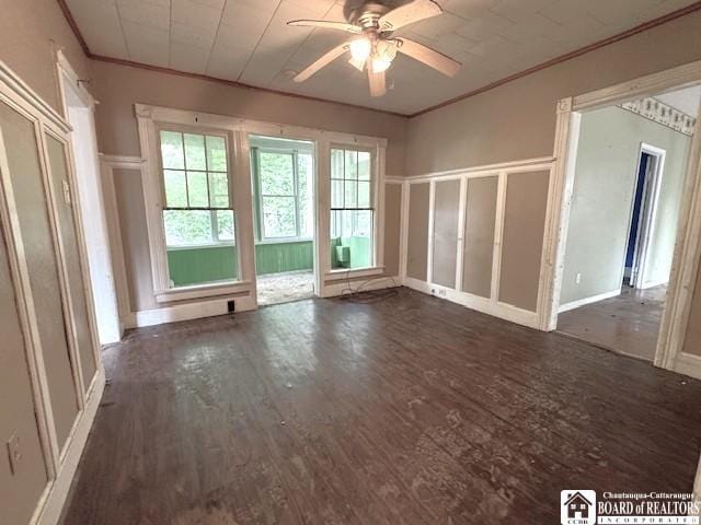 3 Jaekle Ave, Hanover, NY 14136 - empty room with ornamental molding, wood finished floors, ceiling fan, and a decorative wall