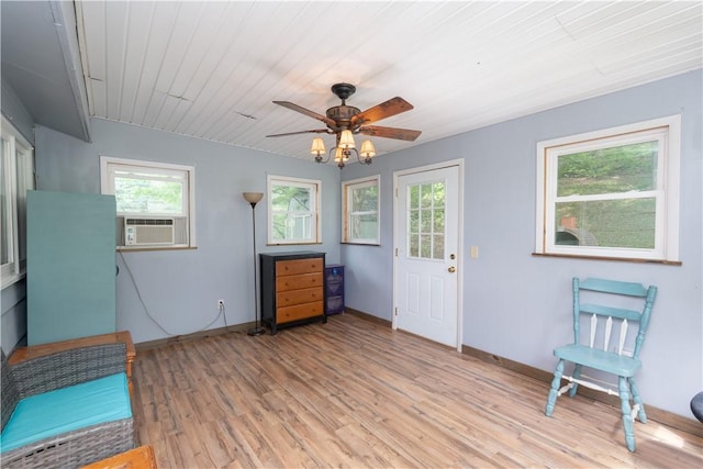 207 County Road 7, Manchester, NY 14432 - unfurnished room featuring light wood-style floors, a ceiling fan, and cooling unit