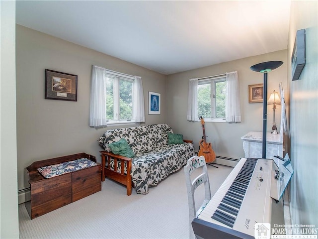 4627 Anderson Dr, Ellery, NY 14712 - carpeted living area featuring baseboard heating
