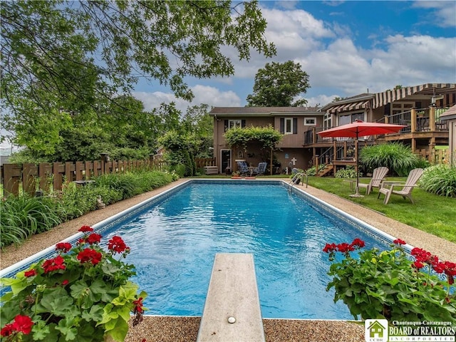 4627 Anderson Dr, Ellery, NY 14712 - view of pool with a diving board and a deck