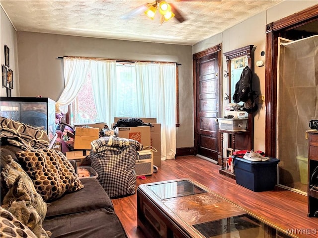 134 Hamburg St, Buffalo, NY 14204 - living area featuring wood finished floors and ceiling fan