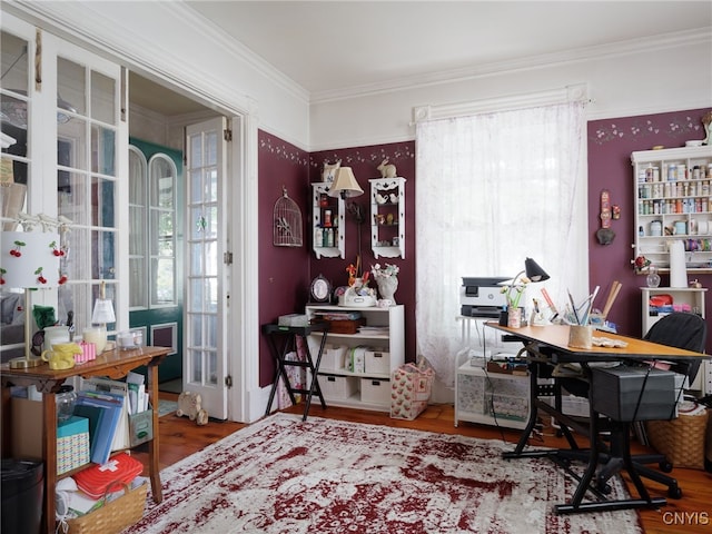 303 Mullin St, Watertown-City, NY 13601 - office area with healthy amount of natural light, wood finished floors, and ornamental molding