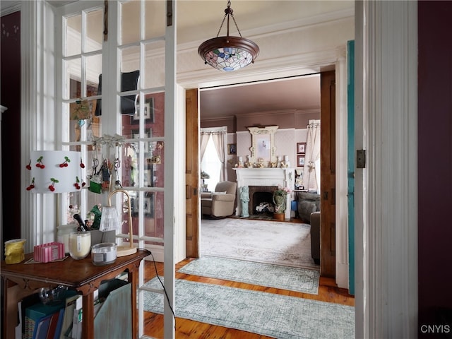 303 Mullin St, Watertown-City, NY 13601 - hall with ornamental molding and wood finished floors
