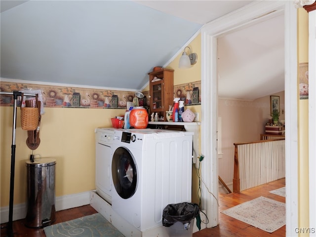 303 Mullin St, Watertown-City, NY 13601 - laundry area featuring separate washer and dryer and wood finished floors