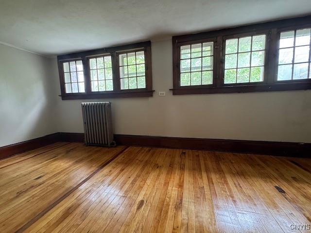 15 Broadway Ave, Cortland, NY 13045 - empty room with radiator heating unit, plenty of natural light, and hardwood / wood-style flooring