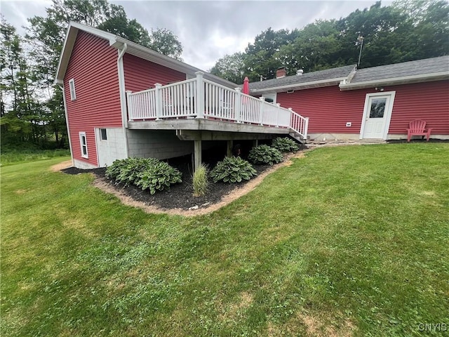412 County Route 62, Sandy Creek, NY 13142 - view of side of home with a wooden deck and a lawn