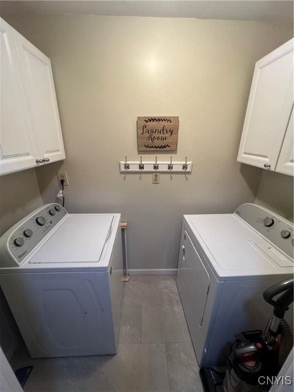412 County Route 62, Sandy Creek, NY 13142 - washroom with washing machine and clothes dryer, cabinet space, and tile patterned floors