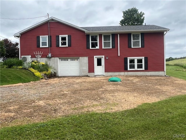 412 County Route 62, Sandy Creek, NY 13142 - view of front facade with a front yard, an attached garage, and dirt driveway