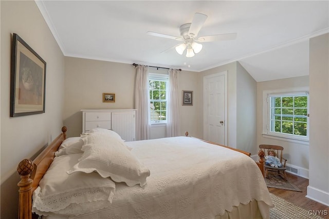 2 Morton Rd, Dewitt, NY 13214 - bedroom featuring wood finished floors, ornamental molding, and a ceiling fan