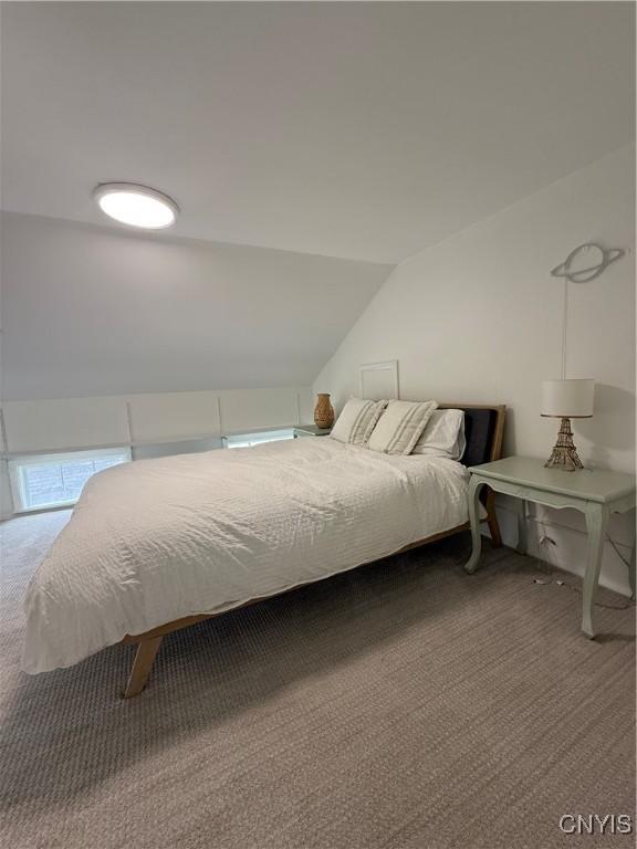 10 Montgomery St, Hamilton, NY 13346 - bedroom with carpet flooring and lofted ceiling
