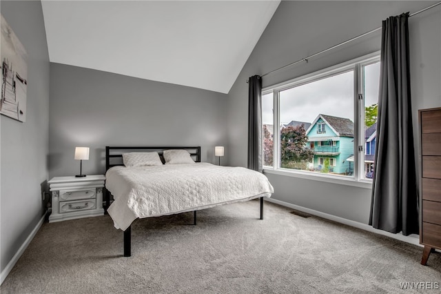 184 14th St, Buffalo, NY 14213 - carpeted bedroom with vaulted ceiling and baseboards