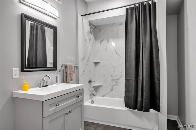 184 14th St, Buffalo, NY 14213 - bathroom featuring shower / tub combo with curtain and vanity