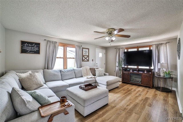 37 Rosary Blvd, Cheektowaga, NY 14225 - living area featuring light wood-style floors, ceiling fan, and a textured ceiling