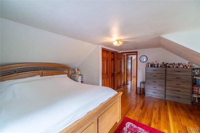 703 Winchester Rd, Dewitt, NY 13057 - bedroom featuring light wood finished floors and vaulted ceiling