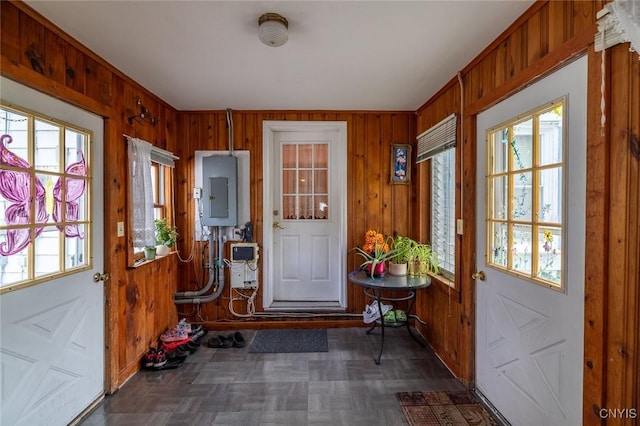 703 Winchester Rd, Dewitt, NY 13057 - entryway with electric panel and wooden walls