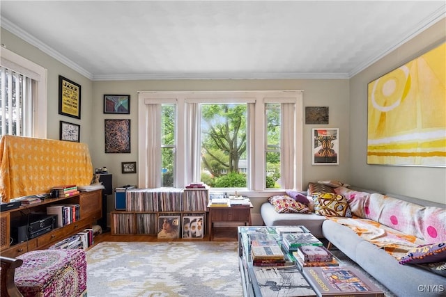 151 Edgehill Rd, Syracuse, NY 13224 - living area with wood finished floors and crown molding