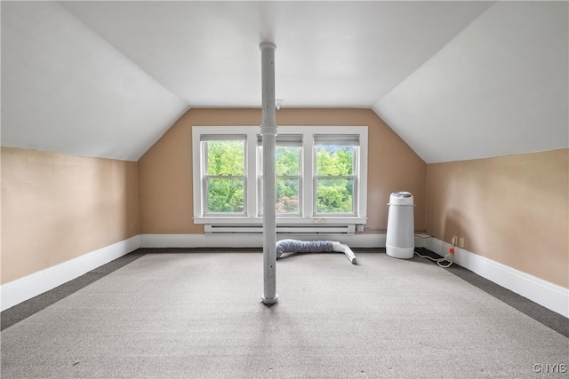 151 Edgehill Rd, Syracuse, NY 13224 - additional living space with carpet flooring, a baseboard heating unit, and vaulted ceiling