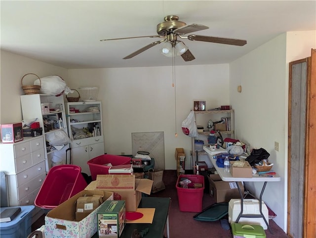 12941 Hillcrest Dr, Carlton, NY 14411 - home office with carpet and a ceiling fan