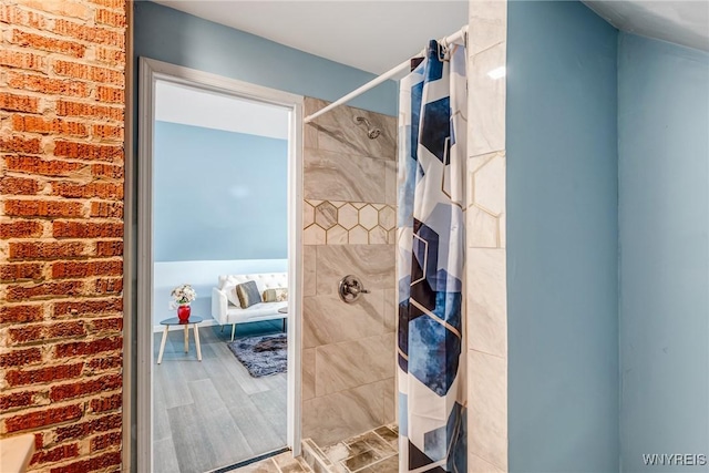 66 Cochrane St, Buffalo, NY 14206 - full bathroom featuring a tile shower and wood finished floors
