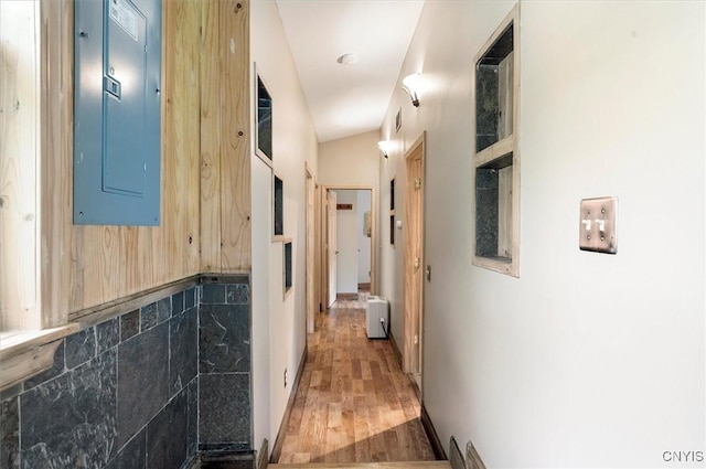 146 Mohawk Dr W, Webb, NY 13420 - corridor with electric panel and light wood-style floors