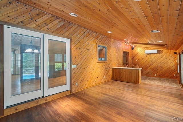 8013 Ginger Rd, Clay, NY 13090 - empty room featuring wood walls, wood finished floors, recessed lighting, and wooden ceiling