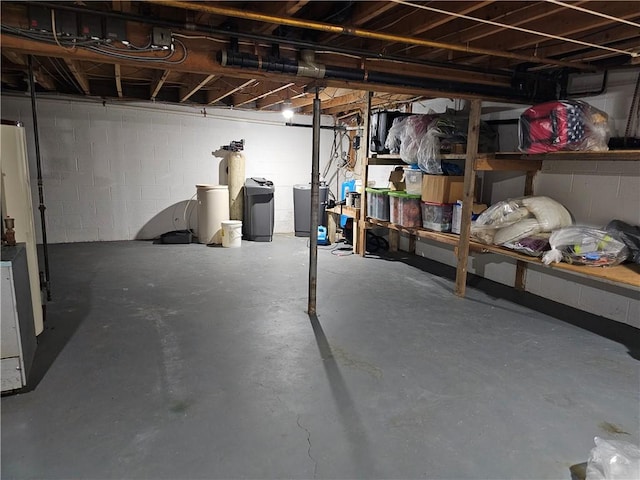 818 Larchmont Cir, Elmira, NY 14905 - unfinished basement with concrete block wall and a water softener system
