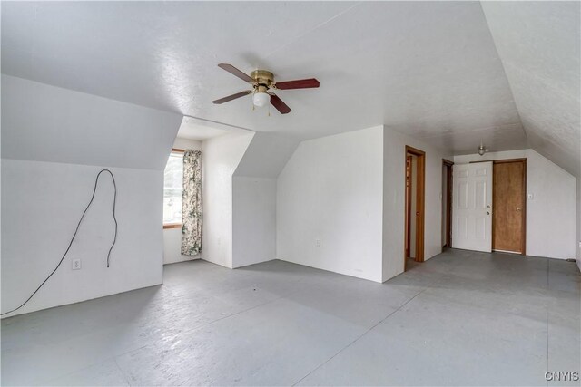 60 Van Buren St, Antwerp, NY 13608 - additional living space with concrete floors, vaulted ceiling, and ceiling fan