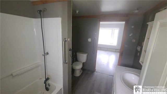 4010 Main St, Scio, NY 14880 - bathroom with vanity, wood finished floors, and  shower combination