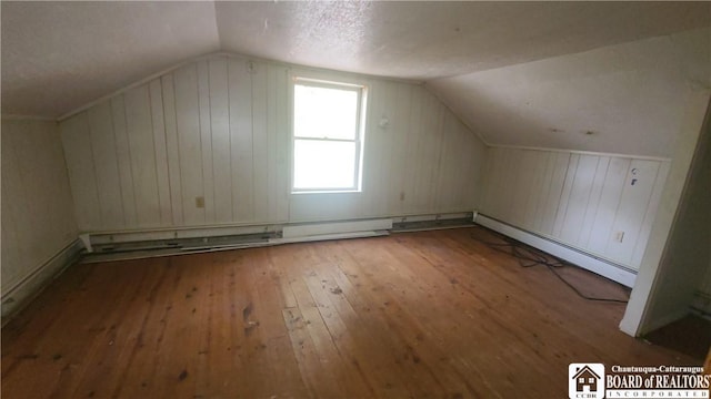 4010 Main St, Scio, NY 14880 - additional living space featuring wood-type flooring, vaulted ceiling, and wooden walls