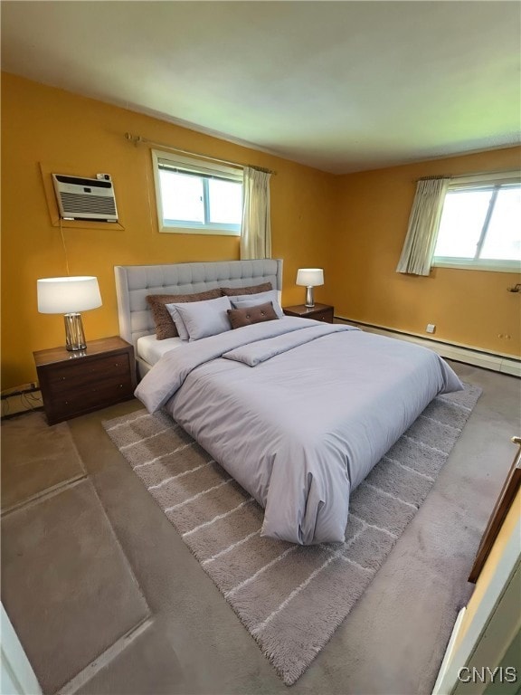 6473 Wembridge Dr, Dewitt, NY 13057 - bedroom featuring an AC wall unit and a baseboard heating unit
