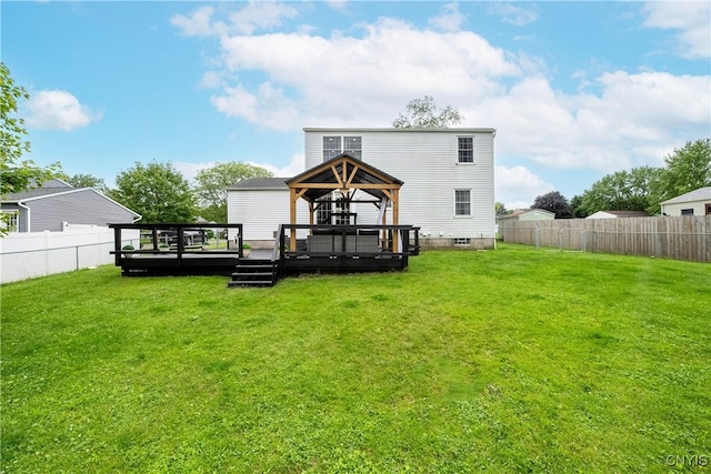 150 E Hawthorne Way, Sullivan, NY 13037 - back of house with a gazebo, a fenced backyard, and a wooden deck