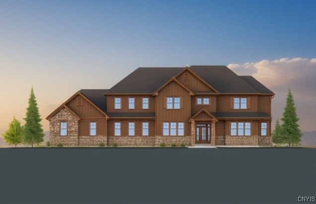 9260 River Rd, Lysander, NY 13135 - view of front of property featuring board and batten siding and stone siding