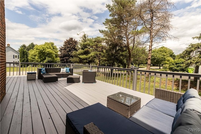 4925 Bentbrook Dr, Manlius, NY 13104 - wooden terrace with an outdoor hangout area and view of wooded area