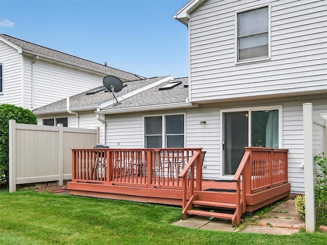 54 Flower Dale Cir, Greece, NY 14626 - back of property featuring a wooden deck and a shingled roof
